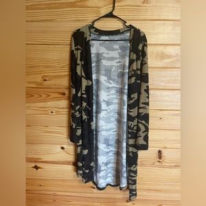 Camo cardigan duster